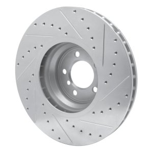 BMW ALPINA B7 Brake Rotor (1) - Front Left - R1 Concepts - Drilled & Slotted - Silver - `07-`08